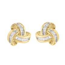 14K Yellow Gold Plated 0.32Ct Baguette Cut Simulated Diamond Knot Stud Earrings - $46.74