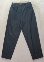 Talbots Pants Women&#39;s Size 6 Navy Pleated Cotton Flat Front Straight Leg Pockets - £18.08 GBP