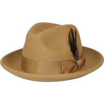 Men's Milani Wool Fedora Hat Soft Crushable Lined FD219 Tan Camel image 2