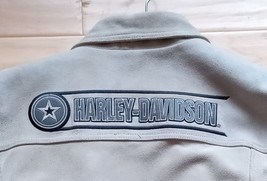 Harley Davidson Women&#39;s (M) Suede Leather Jacket Beige Heavy Lined Sewn Logo - £63.22 GBP