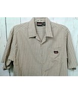 Mens Dickies Sz XL Brown Checkered Short Sleeve Collared Shirt Pocket Bu... - €15,31 EUR