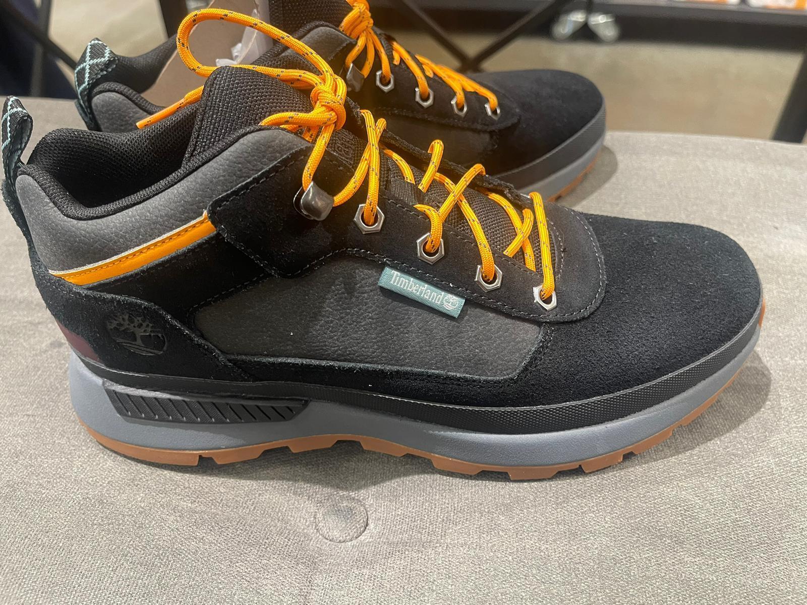 TIMBERLAND Men's Field Trekker Low Black Suede W Orange  A61E4 ALL SIZES