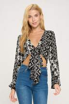 Tie Front Long Sleeve Crop Cardigan Ditsy Floral - £22.41 GBP