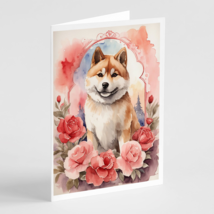 Akita Valentine Roses Greeting Cards Pack of 8 - $21.77