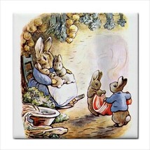 Mrs Rabbit Baby Bunnies Beatrix Potter Backsplash Art Decorative Ceramic Tile - £12.13 GBP