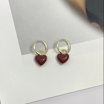 18K Gold Plated Love Heart Dangle Drop Earrings for Women - £8.78 GBP