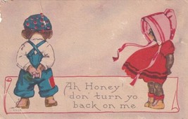 Ah Honey Don&#39; Turn Yo Back On Me Children Overalls Bonnet Postcard B12 - £2.40 GBP