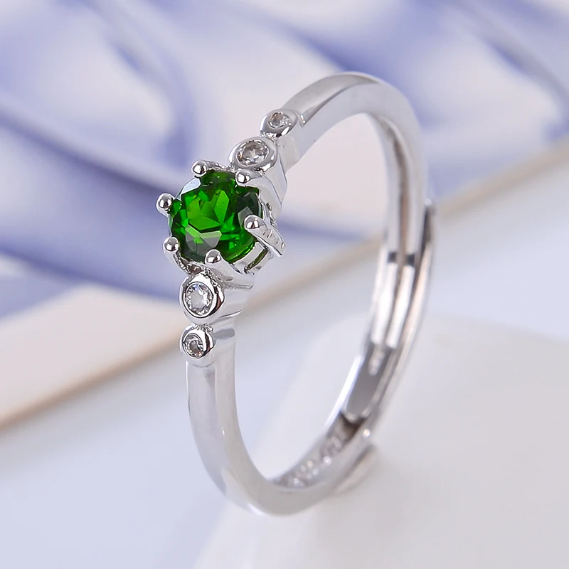 100% Natural Chrome Diopside ring for girl Light luxury pure green gemstone jewe - £28.39 GBP