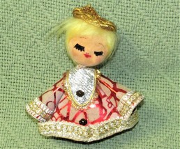 Vintage Christmas Girl Hanging Ornament 4&quot; Cardboard Min Century Collectible - £7.55 GBP