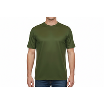 Men Dressy T-Shirt Log-In Uomo Soft Crew Neck Silky Short Sleeves 218 olive image 4