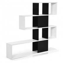 Bookshelf Ladder 5-Tier Bookcase with Storage Rack-Black &amp; White - £98.17 GBP