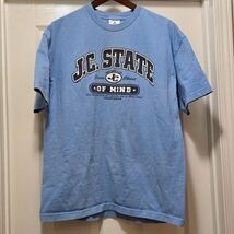 Vintage J.C. State Jesus Christ State Of Mind Blue Shirt Chirstian Men&#39;s L - $18.08