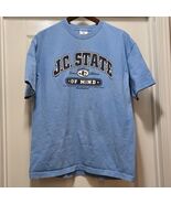 Vintage J.C. State Jesus Christ State Of Mind Blue Shirt Chirstian Men&#39;s L - $18.08