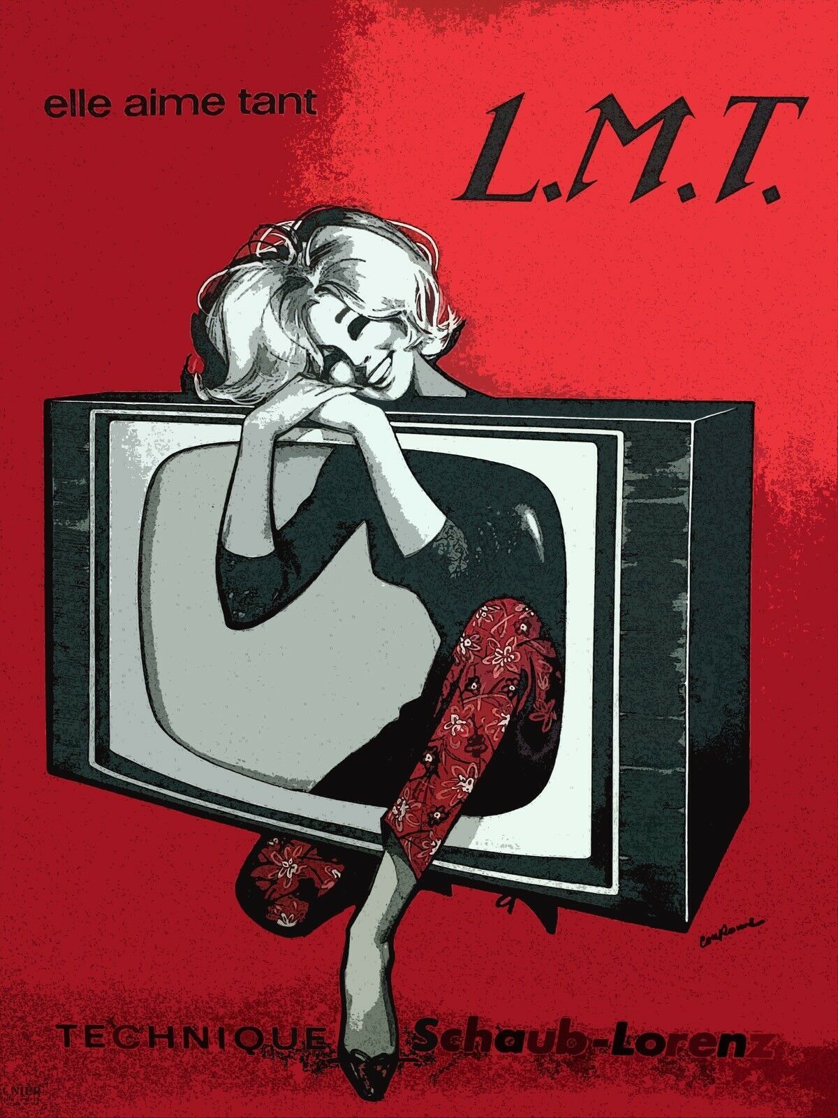 Wall Decor Poster.Interior home.Room art design.Retro fashion model on TV.11565
