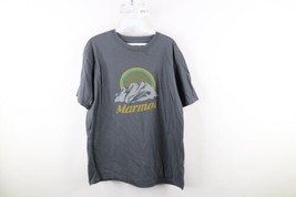 Marmot Mens Large Spell Out Mountain Short Sleeve T-Shirt Organic Cotton Gray - $29.65