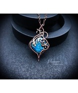 Fantasy copper pendant with Blue See Sediment Jasper,Art nouveau style - $129.00