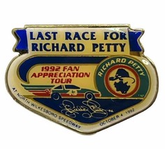 Richard Petty Last Race North Wilkesboro Speedway Pontiac STP Enamel Lapel Pin - £15.69 GBP