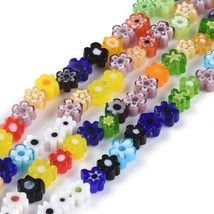 10 Millefiori Glass Flower Beads Assorted Lot Floral Jewelry Supplies 5mm Mixed  - £4.22 GBP