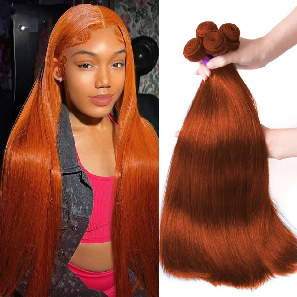 350 Ginger Straight Human Hair Bundles 10&quot;-30&quot; Inches 100% Virgin Human Hair - £19.02 GBP+