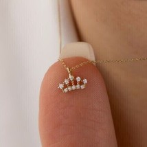 1Ct Round Cut Lab-Created Diamond Women Crown Pendant 14k Yellow Gold Pl... - £107.95 GBP