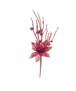 Red Glitter Poinsettia Pick 2.75 To 4 X 13.8 Inches - $16.38