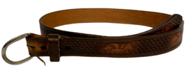 Colorado Silver Star Belt Mens 34 Brown Leather Cowhide Eagle Mountain USA - £19.65 GBP