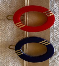 ⭕⭕VTG 2 Vintage Hair Barrettes for Women, New, Length 4 cm, Round, Blue ... - $9.90
