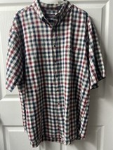 Roundtree and York Mens Size XL Buttton Up Short Sleeved Checked Cotton Shirt - £11.39 GBP
