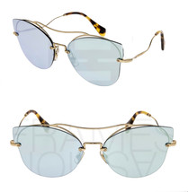 Miu Miu Scenique Butterfly 52S Blue Silver Mirrored Oversized Sunglasses MU52SS - £136.42 GBP