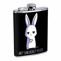 Never Sarcastic Bunny Hip Flask Stainless Steel 8 Oz Silver Drinking Whiskey Spi - £7.82 GBP