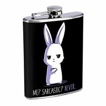 Never Sarcastic Bunny Hip Flask Stainless Steel 8 Oz Silver Drinking Whiskey Spi - £7.44 GBP