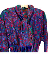 Malia Women&#39;s A Line Dress Purple Floral Elastic Waist Midi Long Sleeve 14 - $1,128.38 MXN