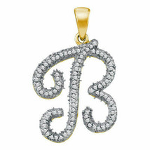 10kt Yellow Gold Womens Round Diamond Initial B Letter Pendant 1/5 Cttw - £184.02 GBP