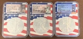 Lot Of 3- 2021 (P-W-S) American Silver Eagles- NGC- MS70- T1- ER- Flag Core - £234.94 GBP