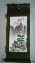 Vintage Signed Taspo Japan Watercolor Painting Mountains Wall Hanging Scroll - £53.74 GBP