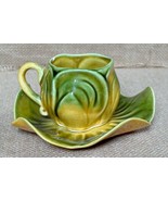 Vintage Kipp Ceramics Green Yellow Teacup Demitasse Cup Mug And Saucer 1947 - $14.85