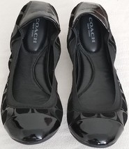 Coach Wenda Black Signature C Leather Suede Flat Ballet Shoes Sz 7, 8.5NIB! - £67.30 GBP