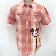 NWT Disneyland Disney Parks Peach Plaid Mickey Mouse 1955 Shirt Size Med... - £39.68 GBP