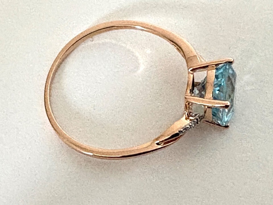 14k Gold aquamarine diamonds ring gemstone ring - 14 carats solid gold stonqueen Item image 11