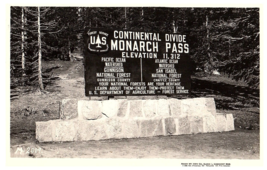 RPPC Postcard Continental Divide Monarch Pass Elevation 11,312 Sign 1957 - £5.18 GBP