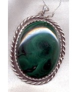 Large Malachite Cabochon set in Sterling Silver plus 925 Silver Box Chain - €120,75 EUR