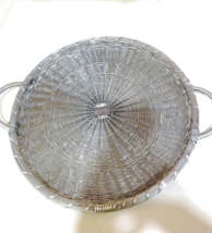 Handmade Metal Woven Basket Silver Wire Platter Serving Service Bar Tray... - $41.71