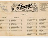 Gray&#39;s Candy Kitchen Menu Berea Ohio O E Mahler 1950&#39;s Sodas Sundaes Elves - £24.91 GBP