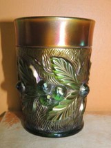Antique Northwood Acorn Burrs Carnival Glass 4&quot;+ Tumbler Green / Amethyst Marked - £38.82 GBP