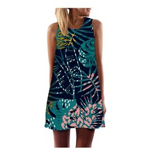 2022 New Summer Beach Dress Women  Print Street Style Casual Dress Sleeveless O- - £57.48 GBP