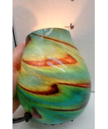 Glass Turquoise Swirl Lamp With Bulb 6” Tall Flip On &amp; Off Switch - €19,10 EUR