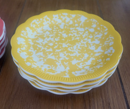 The Pioneer Woman Country Splatter Yellow Appetizer Plate Set/4 Melamine NWT - £15.71 GBP