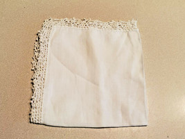 Vintage 12&quot; White Linen Hankie Hankerchief w/ Stitched Surround - $9.85