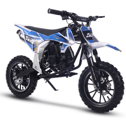 MotoTec Warrior 52cc 2-Stroke Kids Gas Powerful Dirt Bike Blue Edition - $519.00