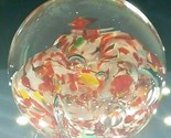 Vintage Art Glass Paperweight Stunning Red White &amp; Yellow Floral Swirl M... - £30.47 GBP